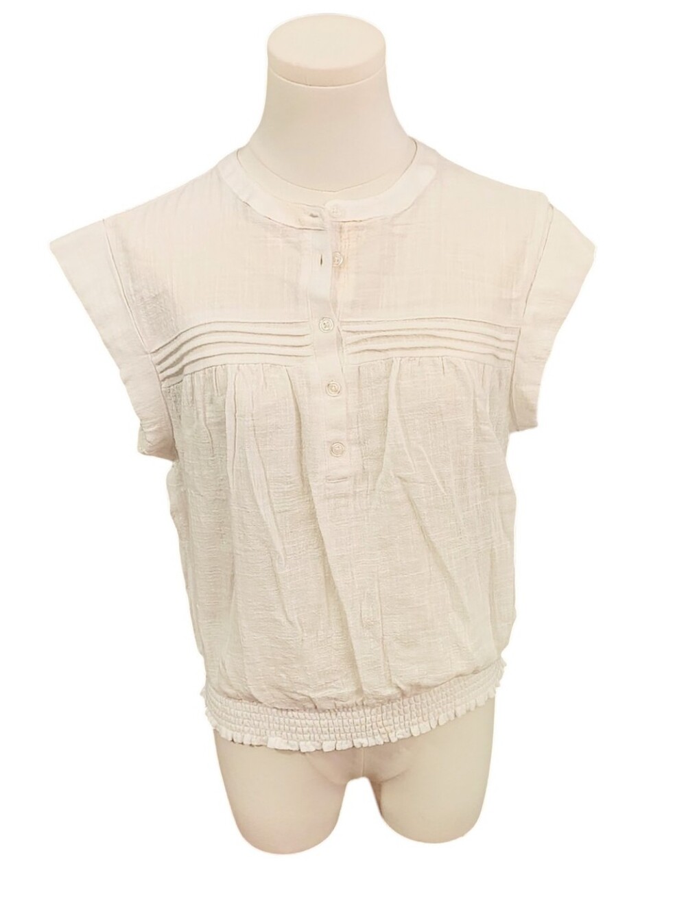 Steve Madden Smocked Antique White Prairie Top With Pintuck Yoke Size Small